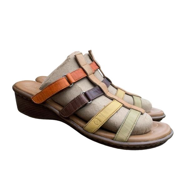 Vintage Born Rue Multicolor Leather Sandals Size 9 - Picture 11 of 14